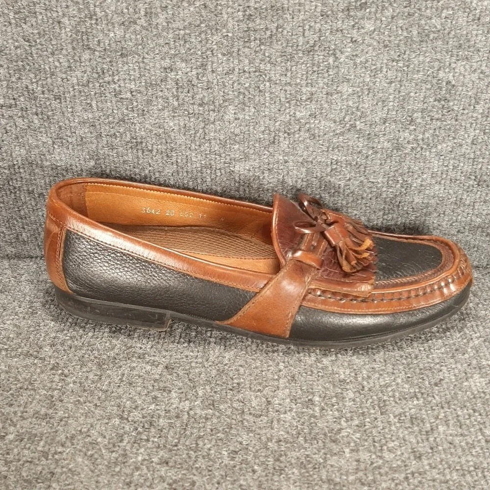 VTG Johnston Murphy Made in Italy Two Tone Kiltie Tassel Loafers Mens 11N Dress